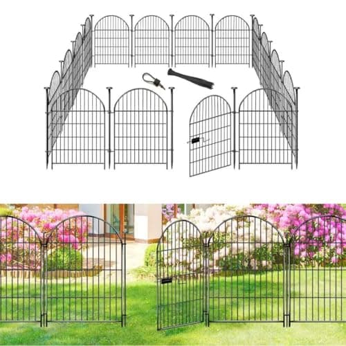 ADAVIN Garden Fencing 36 inch High, 22 Panels Dog Fence Outdoor for Yard, Rustproof Metal Wire Tall Garden Fences with Gate for Patio, Temporary Ground Stakes, Arched Animal Barrier Fence, Total 48 Ft - Image 1
