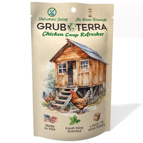 GrubTerra Chicken Coop Odor Eliminator, Coop Refresher & Litter Deodorizer – Zero Odor Neutralizer for Chicken Bedding, Sand, Nesting Pads & Runs - Mint Scent