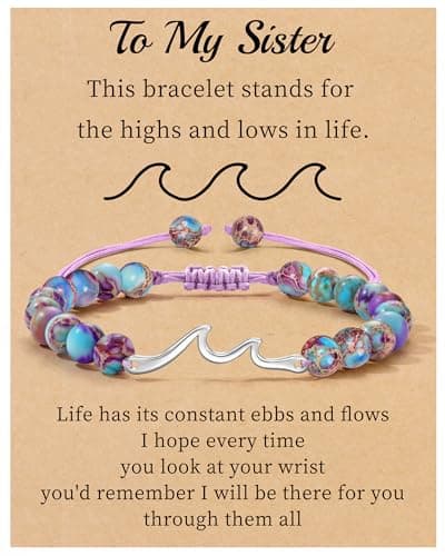 Sistble Mothers Day Gifts for Sister, Bracelets for Teen Beaded Bracelets for Women Wave Bracelet Sisters Gifts from Sister Brother Birthday Valentines Summer Beach Christmas Jewelry - Image 1