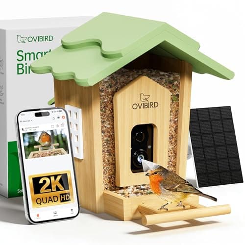Smart Bird Feeder with Camera, 2K Video Bamboo Bird Feeders with Solar Powered, IP65 Waterproof, AI Birds ID for 10,000+ Species, WiFi Birdhouse Camera for Birds Watching Gifts - Image 1
