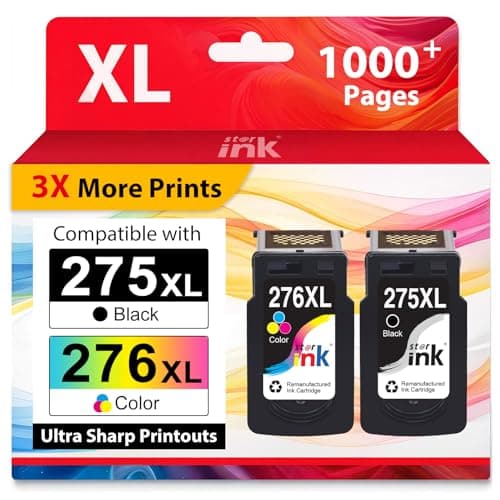 Starink PG-275 CL-276 275XL 276XL High Yield Replacement for Canon 275 and 276 Ink Cartridges for Canon Ink 275 and 276 for PIXMA TR3722 TR4720 TS3700 TS3522 TR4700 TR4722 TS3500 TS3720 Printer,2 Pack