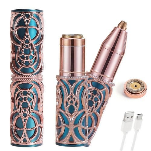 VEGITERIA Facial Hair Remover & Eyebrow Trimmer for Women – 2-in-1 Painless Electric Shaver with Elegant Shape, Waterproof & Rechargeable, for Eyebrows, Upper Lip, Peach Fuzz & Chin - Image 1