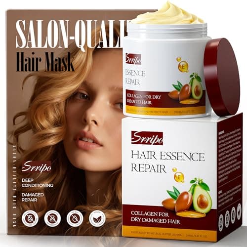Collagen Hair Mask for Deep Conditioning, Keratin Hair Treatment with 4 Hydrolyzed Proteins, Moroccan & Avocado Oils Conditioner for Nourish, Calendula Gentian Extracts Care Dry & Damaged Hair 8.45 OZ - Image 1