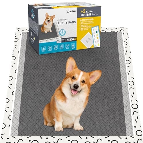 ZOMISIA Charcoal Puppy Pee Pads for Dogs, 22"x22" 100 Counts + 2 Extra Health Monitoring Pads - Disposable Dog Potty Training Pads, Odor-Control, Super Absorbent & Leak-Proof