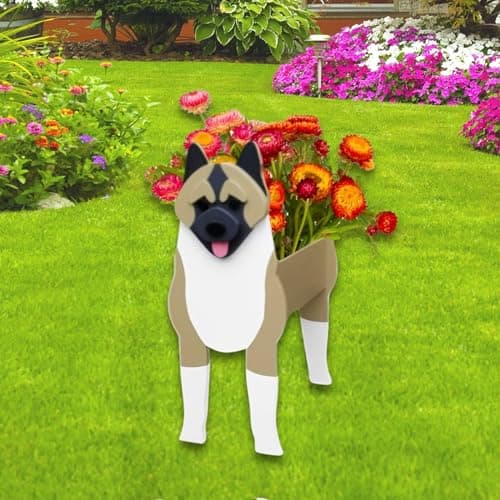 strolfay American Akita Dog Planter, Cute Animal Shaped Plant Pot, Dog Flower Pot, Gifts for Women & Pet Lovers, Indoor Outdoor Garden Home Office Decor, 9.45 x 6.1x 13.39 Inches - Image 1
