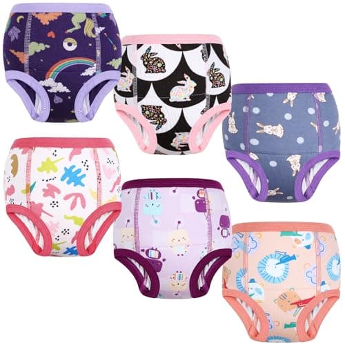 MOEMOE BABY Training Underwear 6 Packs Absorbent Potty Training Pants for Baby Boys and Girls 2T-9T Pink - Image 1