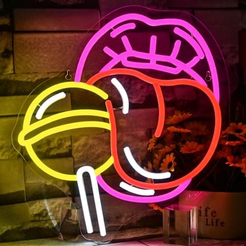 VVYXX Tongue Candy Neon Sign for Wall Decor,Neon Light for Candy Shop Man Cave Bedroom Party Wedding Lollipop Store Decorations - Image 1