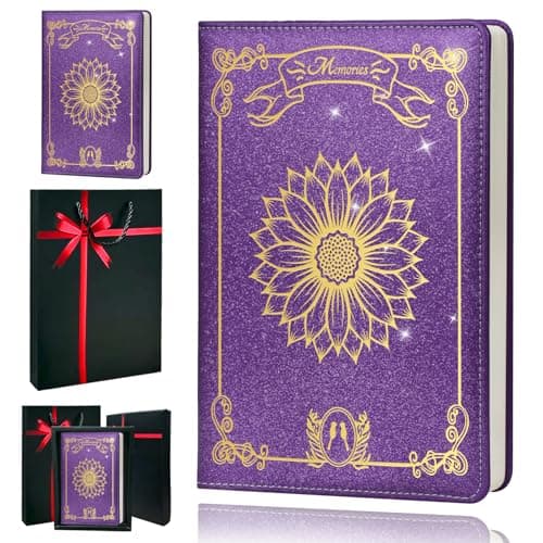 QDWXDEL Journal for Women,A5 Hardcover Leather Journal - 200 Pages Premium Paper Notebook,Sunflower Journal Notebook for School, Work (Sunflower Purple) - Image 1