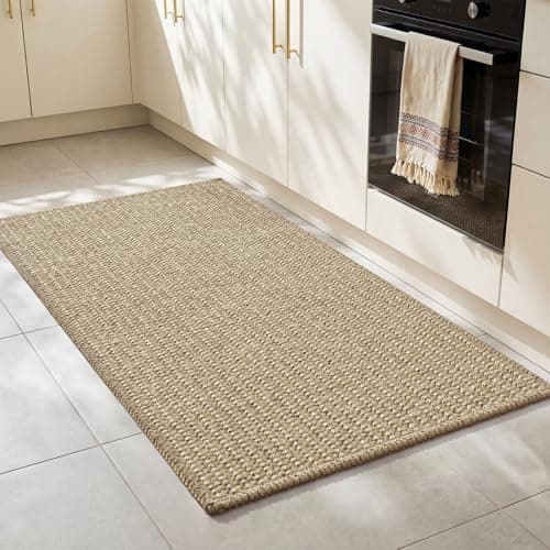 RESARE 100% Jute Kitchen Rugs Non Slip, 17"x32" Kitchen Mats for Floor, Farmhouse Kitchen Runner Rug with Latex Back, Boho Kitchen Floor Mat Carpet for Sink, Laundry, Entrance, Hallways - Image 1