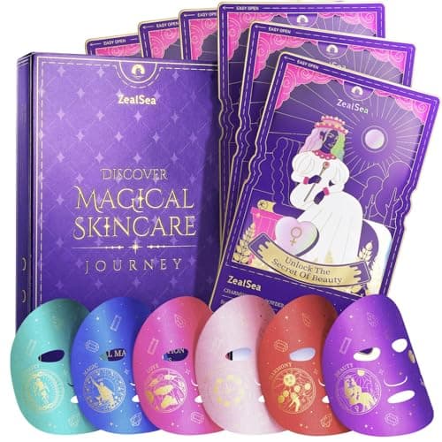 Zealsea Face Masks Skincare, Collagen Face Mask for Anti Aging, Hydrating Face Masks, Astaxanthin Q10 Face Mask for Antioxidant, Magic All-in-one Sheet Mask, Self Care Gift for at Home Spa Party 6pack - Image 1