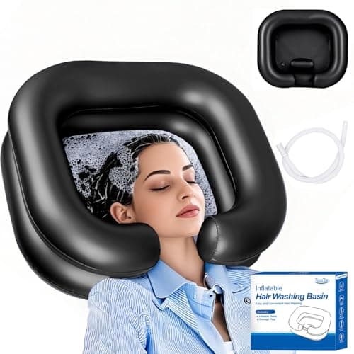 Inflatable Shampoo Basin for Bedridden and Disabled,Portable Shampoo Bowl for Injured, Hair washing Basin for Childred,pregnant woman,Easy Hair Washing at Home (Black)