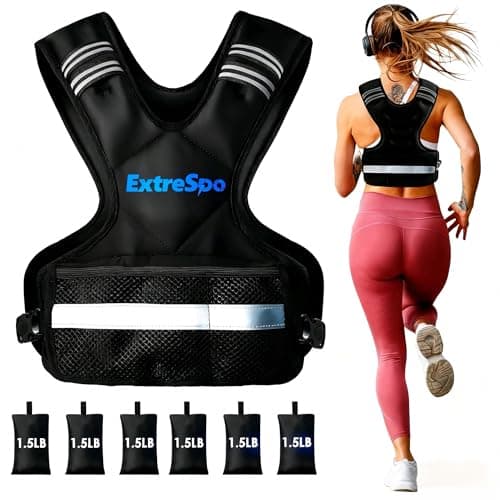 ExtreSpo Adjustable Weighted Vest for Women and Men, 11-20lb Weight Vest with 6 Ironsand Weights, Body Weight Vest Exercise Set with Reflective Strip for Strength Training and Workout