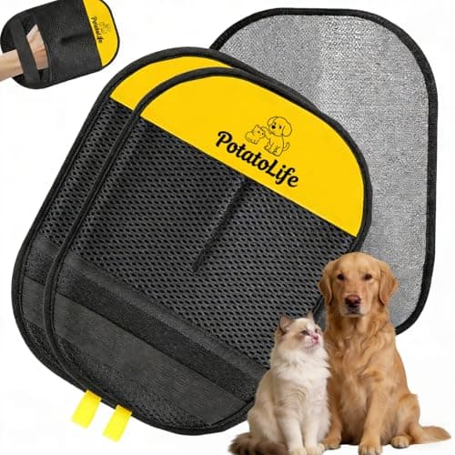PotatoLife Pet Hair Removal Glove Upgraded Reusable Electrostatic Washable Fur Remover for Dogs Cats, Grooming Mitt for Couch, Sofa, Furniture, Carpet, Clothing and Car Seat, 2-Pack Small - Image 1