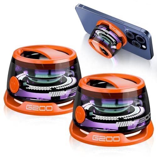 Xpoovv Magnetic Bluetooth Speaker – Mini Portable Speaker with RGB Lights, Phone Holder, Strong Magnet for Metal Surfaces – Small Wireless Speaker for Teens, Travel, Outdoor, Gifts(2 Pack, Orange) - Image 1