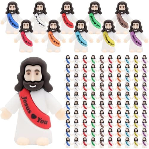 Owurha 300 Pcs Jesus Love You Mini Figures Baby Jesus Figurines in Bulk Tiny Miniature Religious Figures for Hide and Seek, Sunday School, Religious Party Favors, Baptism Gifts, Easter Egg Stuffers - Image 1