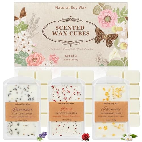 STRN Wax Melts Dried Floral Essential Oil Wax Cubes, Natural Soy Wax Cubes with Botanical Fragrance Rose, Lavender, Jasmine (3x2.5 oz), Long-Lasting Aromatherapy for Wax Warmers, Home, Yoga, Gifts - Image 1
