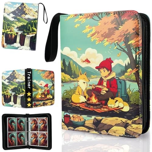 TanoShiimii Trading Card Binder, 400 Pocket Card Album, 3-Ring Refillable Binder with Zipper, Water-Resistant PU Leather for TCG Collectors, Kids and Friends Twilight Trainer - Image 1