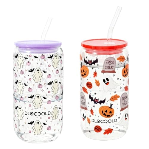 DLOCCOLD Glass Tumbler with Straw and Lid, 20oz Ice Coffee Glass Cup,Drinking Glasses for Water, Coffee, Smoothie with 1 Cleaning Brushes(2 Pack) - Image 1