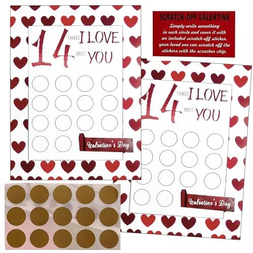 Kephay 2PCS Valentine's 14 Things I Love About You Scratch Off Cards, Valentine's Advent Calendar, Personalized Gift for Him Her Husband Wife Girlfriend Boyfriend (2Pcs - I Love) - Image 1