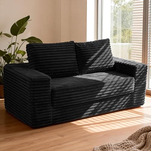 HABUTWAY Convertible Folding Sofa Bed Couch,3 in 1 Pull Out Couch Bed,Loveseat Sleeper Sofa Bed,Boneless Couches with Pillows for Living Room Bedroom, Black - Image 1