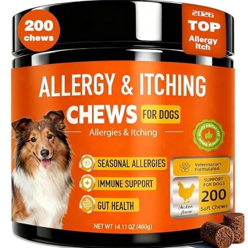 Dog Allergy Chews 200ct,Probiotics for Dogs Itching Skin Relief for Skin and Paw Licking, Dog is Human Multivitamin Itch Relief for Seasonal Allergies-Support a Healthy lmmune System Chicken Flavor - Image 1