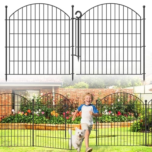Decorative Garden Fence 32in (H) x12ft (L), 5 Pack No Dig Fence Animal Barrier for Dog with Lock, Arched Flower Bed Edging, Wire Border Panel Fencing for Yard Patio Outdoor Decor - Image 1