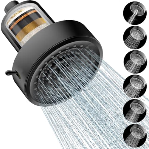Filtered Shower head for Healthier Hair & Skin – Removes Chlorine & Heavy Metals,6 Mode Settings High Pressure Shower Head Filter for Hard Water, Easy install,One-touch Quickly Filter Replacement - Image 1