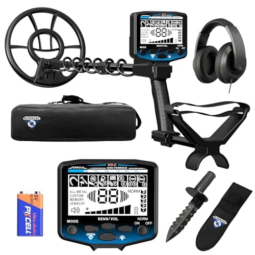SuperEye Metal Detector for Adults Professional, Higher Accuracy Gold Silver Metal Detecting Kit, Quick NORM Mode for Beginner, 6 Modes 8 Metal Types, Advanced DSP Chip,10" Waterproof Coil, Larger LCD - Image 1