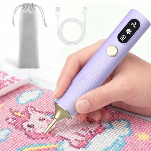 Electric Diamond Painting Pen, Vacuum Diamond Art Pens Cordless & Quiet, Adjustable Suction Mode, No Wax Needed, Diamond Painting Tool Accessories for Adults - Purple - Image 1