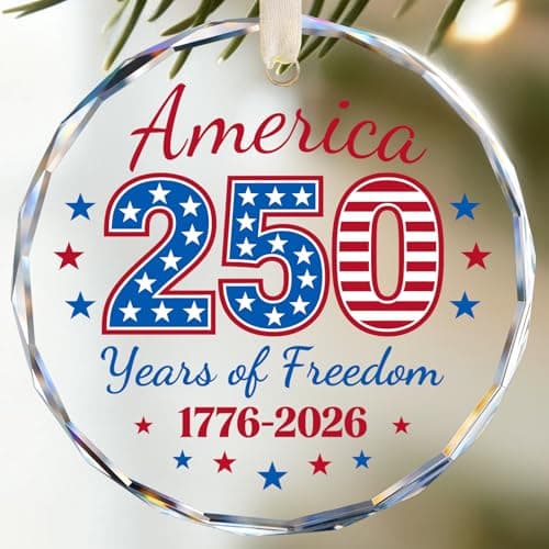 United States 250th Anniversary Ornament, Crystal Glass 1776 2026 Patriotic Decorations, America 250 Years of Freedom Commemorative Ornament Independence Gift - Image 1