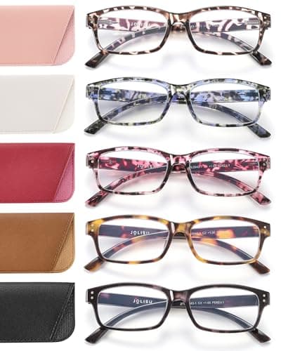 JOLISU Reading Glasses for Women Men - 5 Pack Ladies Stylish Readers Computer Eyeglasses W/Spring Hinge - Blue Light Blocking Glasses Anti Eyestrain 2.50 - Image 1