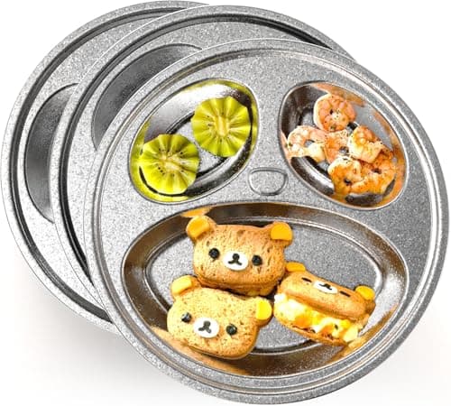 Titanium Kids Plates, Beyond Food-Grade Toddler Plates Naturally Hygienic Baby Plates Balanced Nutrition Smart Divided Portion Control Plate Non - Toxic Panda Shape Dishwasher Safe 3 Pack - Image 1