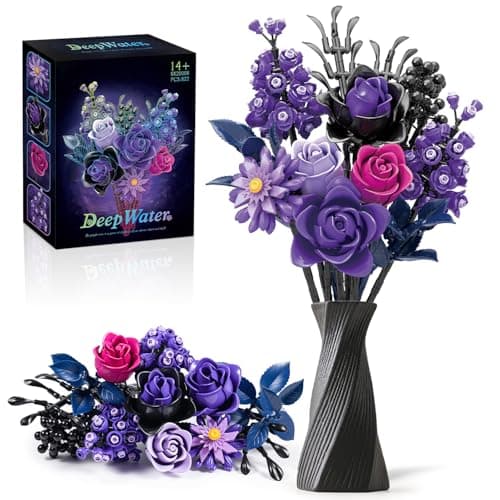 Gohero Purple Roses Building Blocks Set (822PCS) - Lego Compatible Flowers for Adults, Gothic Home Decor, for Women & Teen Girls, Making It an Ideal Gift for Halloween, Valentine's Day. - Image 1