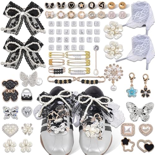 yuboo 246 Pcs Black Shoe Charms for Sneaker, Letter Shoelace Junk Socks Charm Shoe Charms Kit, DIY Brooches and Pins for Girls Back to School Gifts Jewelry Stylish Shoe Decoration Accessories - Image 1
