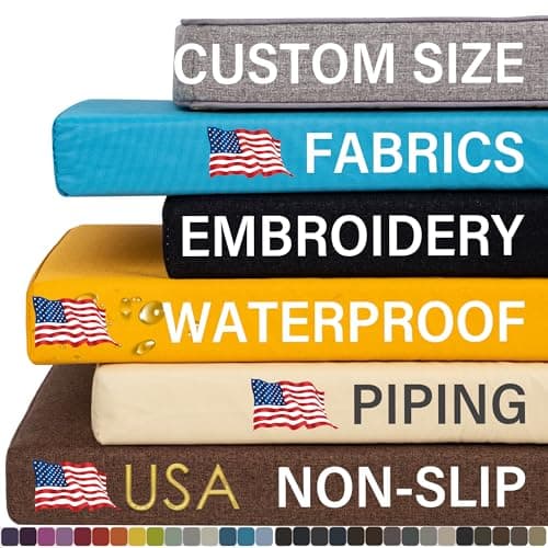 SINUOLIN Custom Size Bench Cushion for Indoor/Outdoor Furniture, 70D Foam Personalized Colors Embroidery Waterproof Patio Couch/Bay Window/Chair/Sofa/Swing Garden Seat Breakfast Nook Pad - Image 1