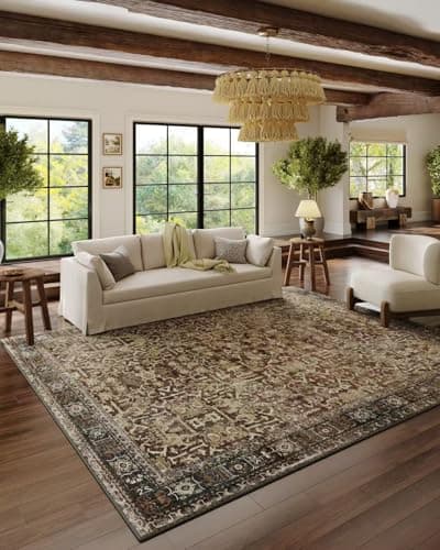 Vintage Carpet Washable Non-Slip Foldable 6x9ft Area Rug - Stylish Decor Rugs for Living Room, Bedroom, Nursery, Office,Kids Rug (Red +Brown Reddish Brown)