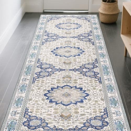 HiChiclife Traditional Vintage Runner Rug for Hallway & Kitchen, Non-Slip Long Rug, 2'x 8' Blue - Image 1