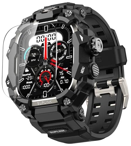 SUPLINK Rugged Case with Bands for Apple Watch Ultra Band/ 2/3, Compatible with 49mm Apple Watch Bands Men, Protective Bumper Cover Screen Protector Kit for Sport iWatch Ultra 2 Band (Titanium Color) - Image 1