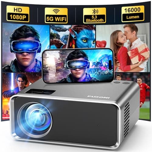 FUDONI Projector with WiFi and Bluetooth 4K Supported, Upgraded 16000L Outdoor Movie Projectors Native 1080P FHD, Video Projector for Home Theater, Compatible w/HDMI/USB/iOS/Android/Windows/TV Stick - Image 1