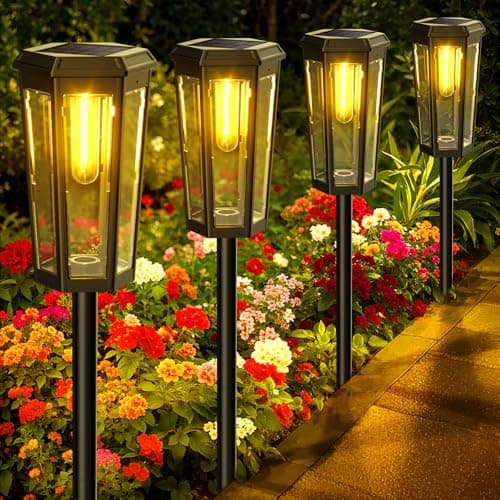 KINKAI Solar Pathway Lights Outdoor - 6 Pack Solar Garden Lights Driveway Light Landscape Lighting for Outside Walkway Patio Sidewalk Yard (Warm Light) - Image 1