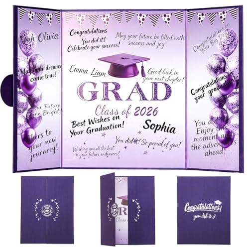 lipmo Purple Graduation Party Decorations Class of 2026 - Extra Large 22" x 14" Graduation Guest Book to Sign Signature Board for Graduation Gifts Congrats Grad Party Favors Supplies Decor Keepsake - Image 1