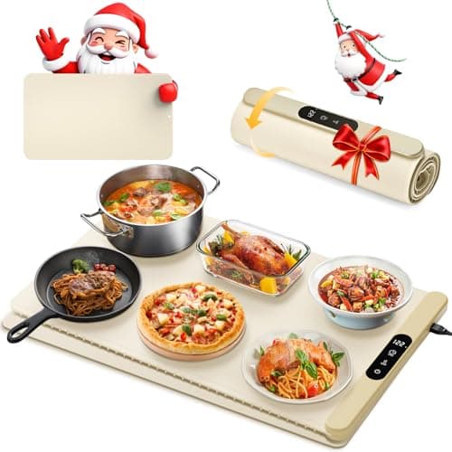 Food Warming Mat with Protective Table Mat, Graphene Fast Full-Surface Heating Mat, Electric Warming Tray with 6 Temperature and 6HoursTimer, Portable Rollable Food Warmer Perfect For Parties Buffet - Image 1