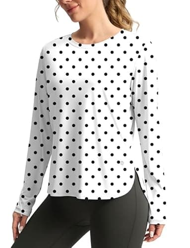 Women's Sun Shirts UPF 50+ Long Sleeve UV Protection Shirt Lightweight Quick Dry Workout Hiking Tops for Women(Black Dot,XL) - Image 1
