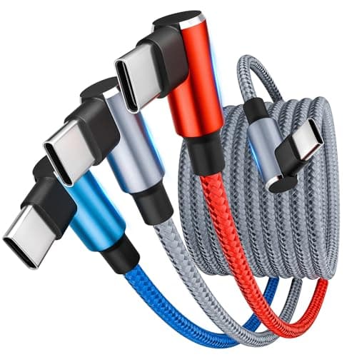USB C Splitter Multi Charging Cable, Right Angle USB C to USB C Cable,3 in 1 Multiple Nylon Braided Car Charger Cord with 3 Type-C Connectors Compatible with iPhone 17 16 Pro Max/Tablets-1Pack 5FT. - Image 1