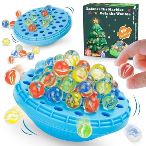 INKZOO Marble Balance Game, Wobble Marble Stacking Game for Kids 6+, Family Games for Kids and Adults with Built-in Storage, Marbles Board Game for 1-4 Players, Fun Birthday Party Games Toys - Image 1