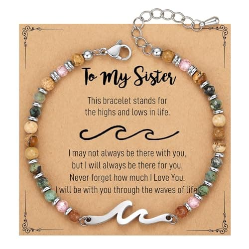 OVIFICEA Friendship Bracelets Sister Gifts for Women, Sister Birthday Gifts, Christmas Stocking Stuffers Wave Charm Bracelets for Teens, Best Friend, Bestie - Image 1