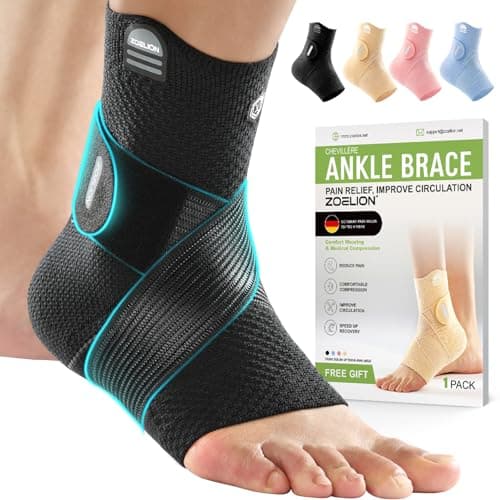 ZOELION Ankle Brace Compression Support with Removable Fishnet Strap, 3D Knit Plantar Fasciitis Relief Achilles Tendonitis Brace, Ankle Compression Sleeve for Pain Relief & Injury Healing, Black/3XL - Image 1