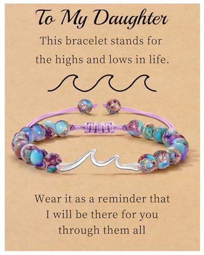Sistble Mothers Day Gifts for Daughter, Daughter Gifts from Mom Dad, To My Bracelet Birthday Gift Wave Bracelets Natural Stone Jasper Bracelet Inspirational Valentines Summer Christmas Jewelry - Image 1
