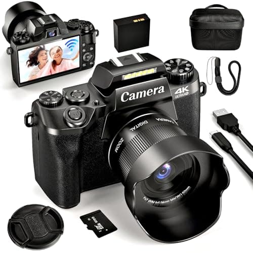 4K Digital Camera for Photography, 64MP Dual Lens Vlogging Camera with 4.0" Touchscreen, Point and Shoot Camera for Beginners Teens, WiFi Digital Camera with 16X Digital Zoom & 64GB SD Card - Image 1