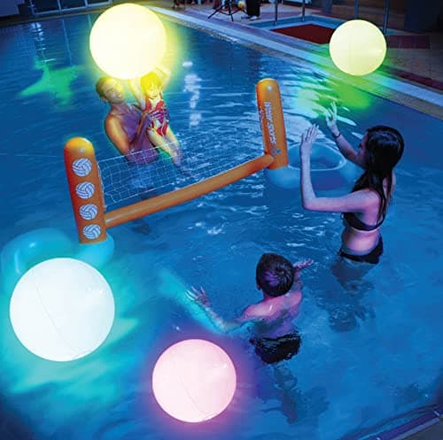 FLAMDYNO Pool Toys - 4 Pack Light Up Beach Balls for Kids w/ 8 Light Modes, Pool Beach Games Balls for Outdoor or Indoor Activities, Glow in The Dark Pool Beach Decorations for Kids and Adults - Image 1